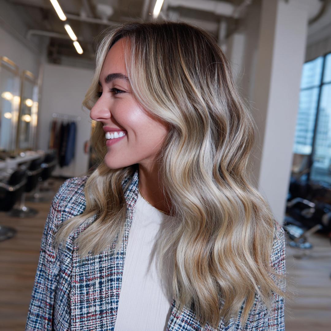 Wavy Blonde Balayage Lowlights