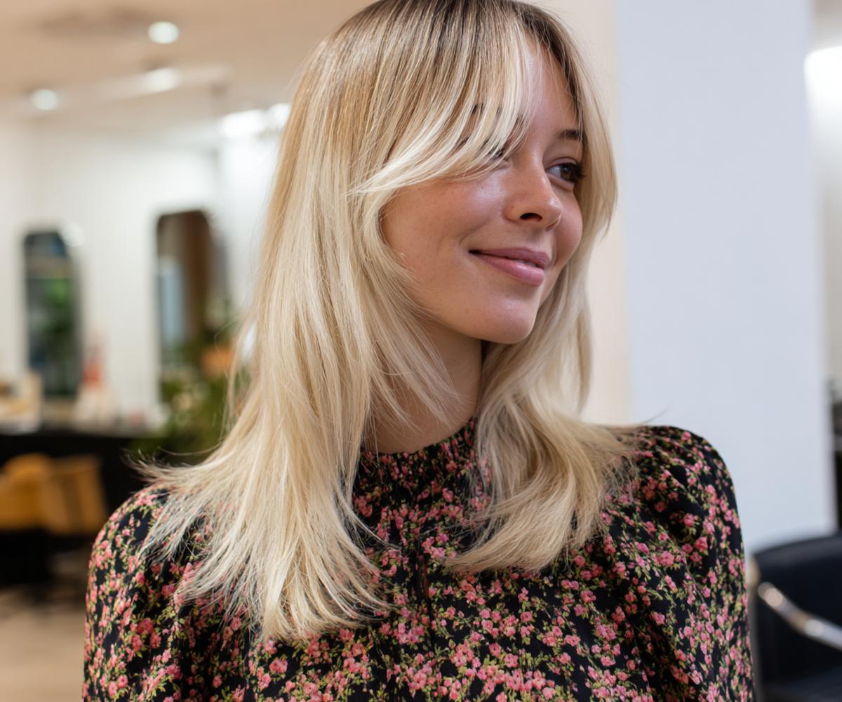 Blonde With Curtain Bangs