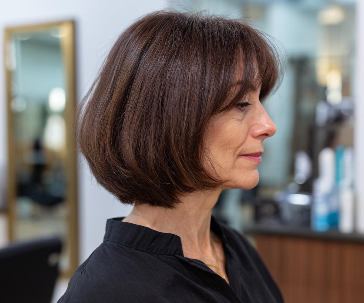 Layered Bob With Curtain Fringe