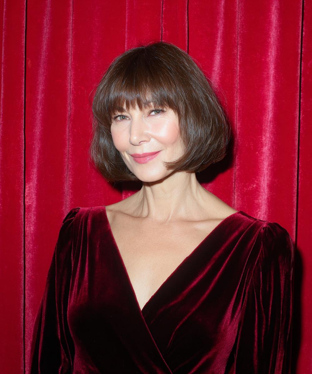 Rounded Brunette Bob With Fringe