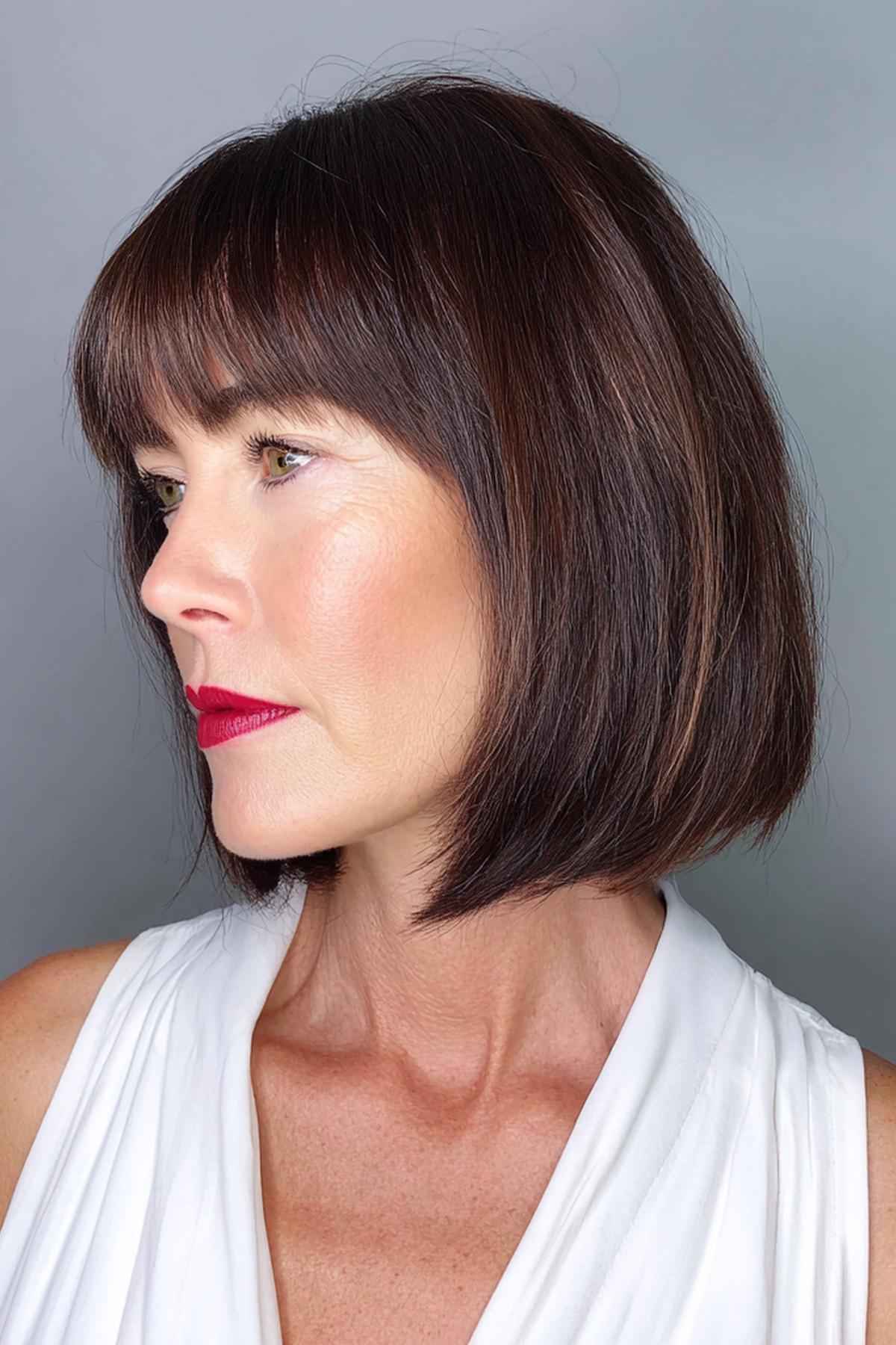 Sleek Bob With Blunt Fringe