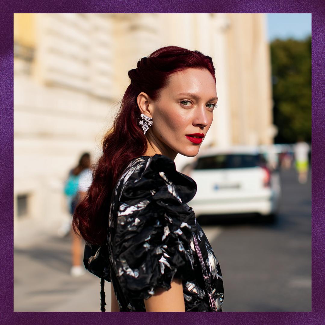 Burgundy Half Up Waves