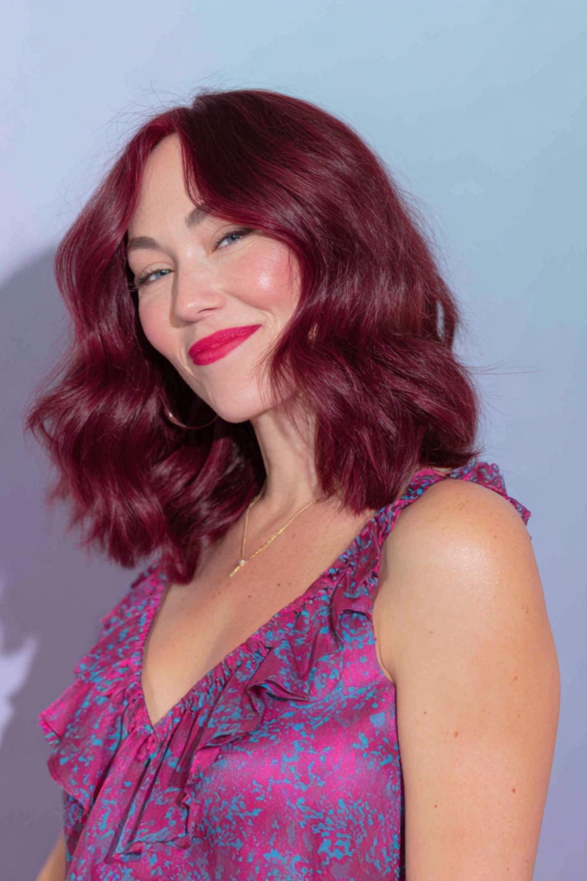 Burgundy Wavy Lob Center Part