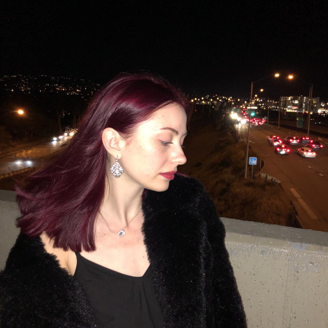 Straight Side-Parted Burgundy Hair