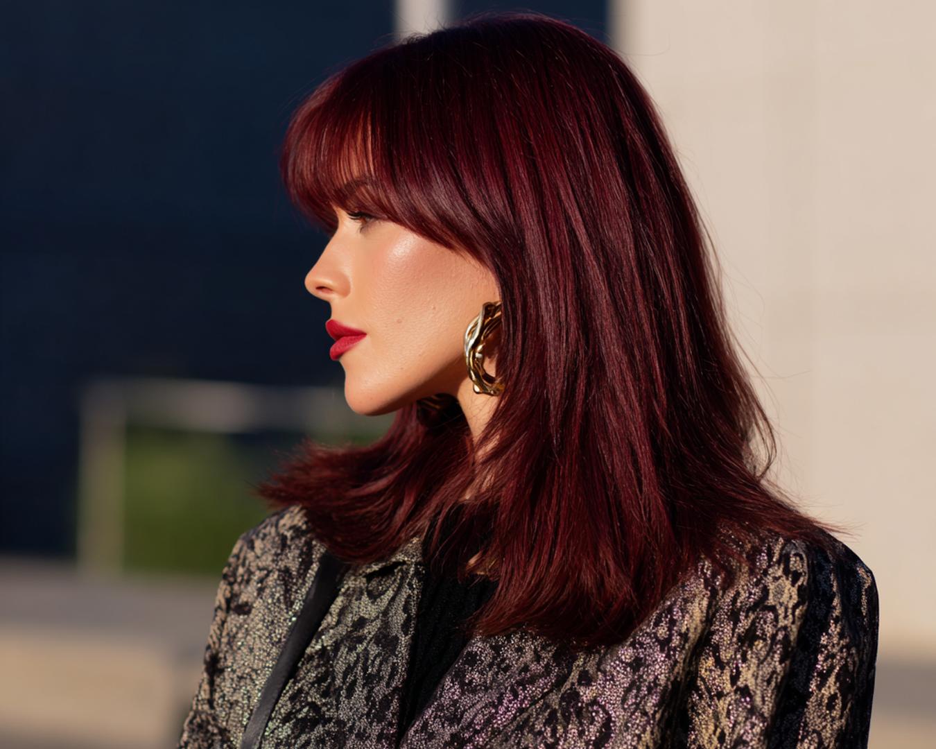 Burgundy Straight Fringe Lob