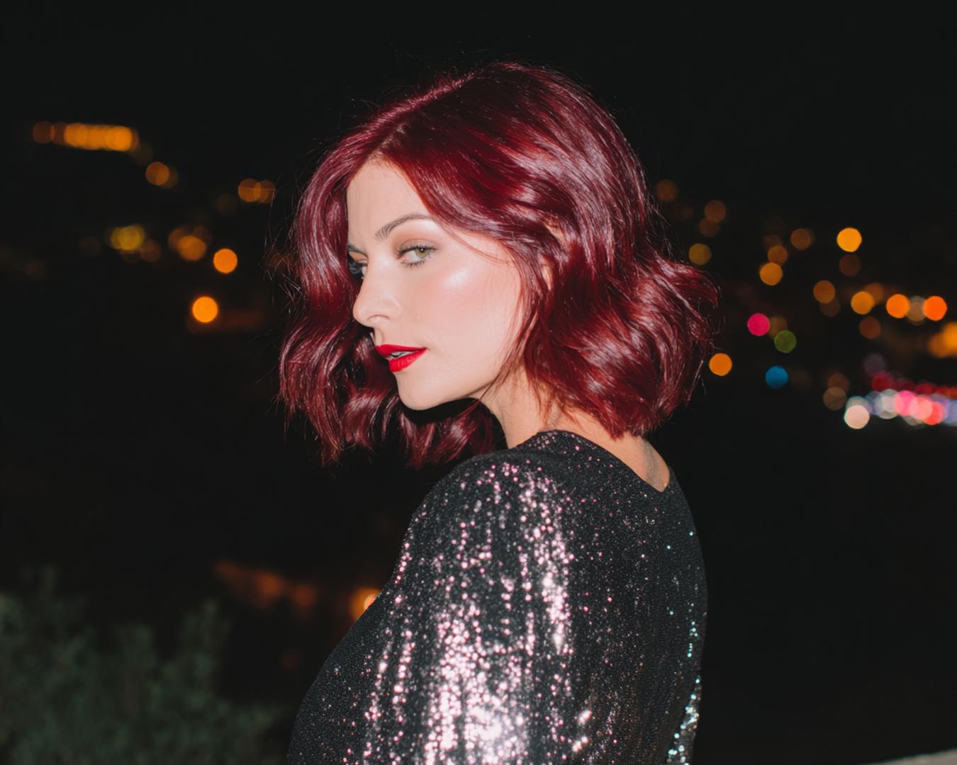 Burgundy Wavy Textured Bob