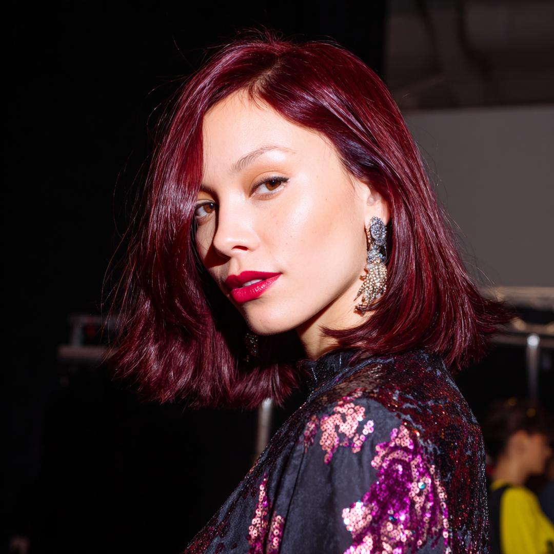 Burgundy Sleek Side Part