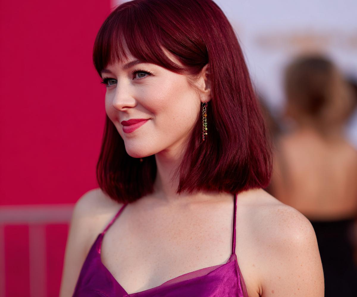 Cherry Red Bob With Bangs