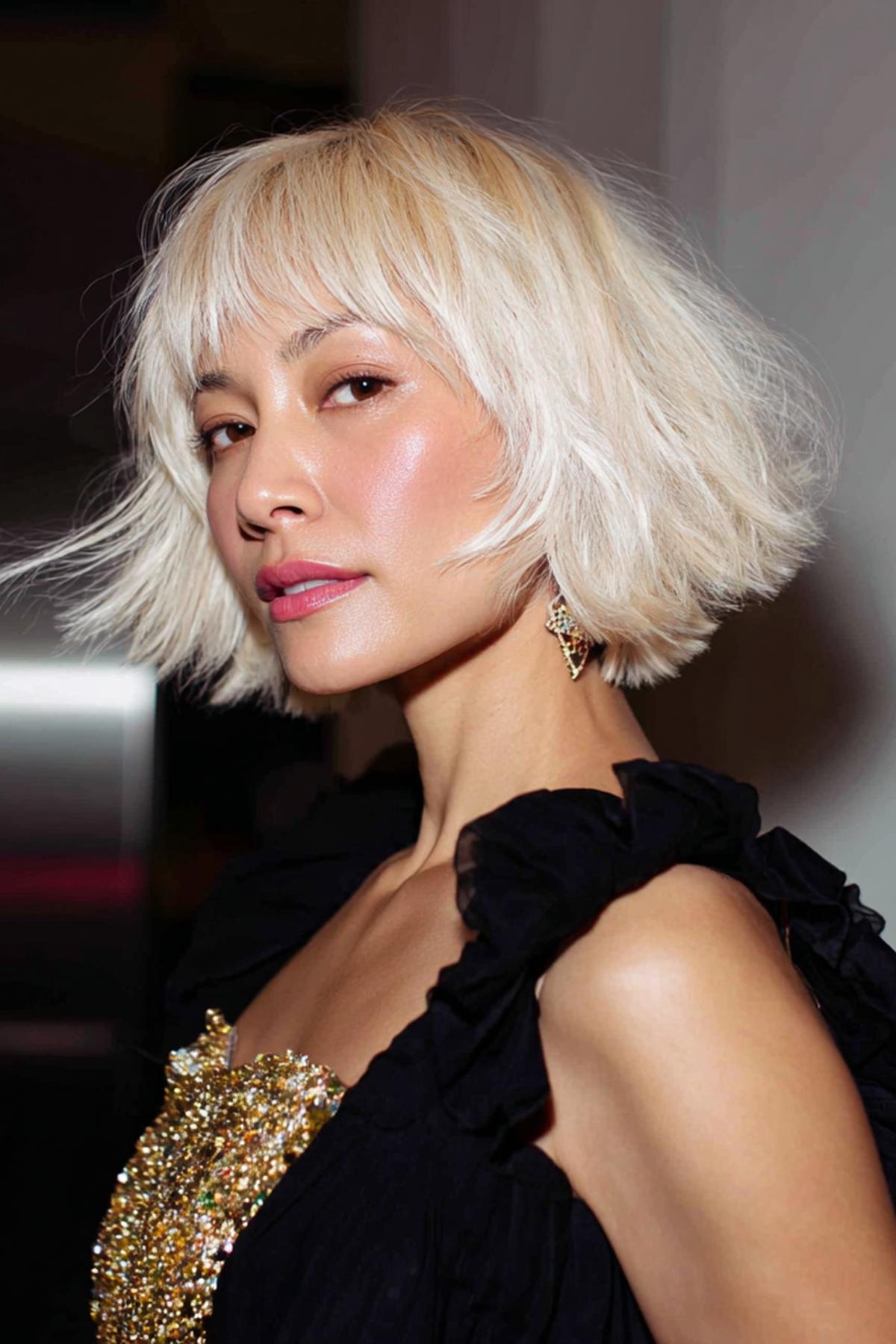 Platinum Choppy Bob With Bangs