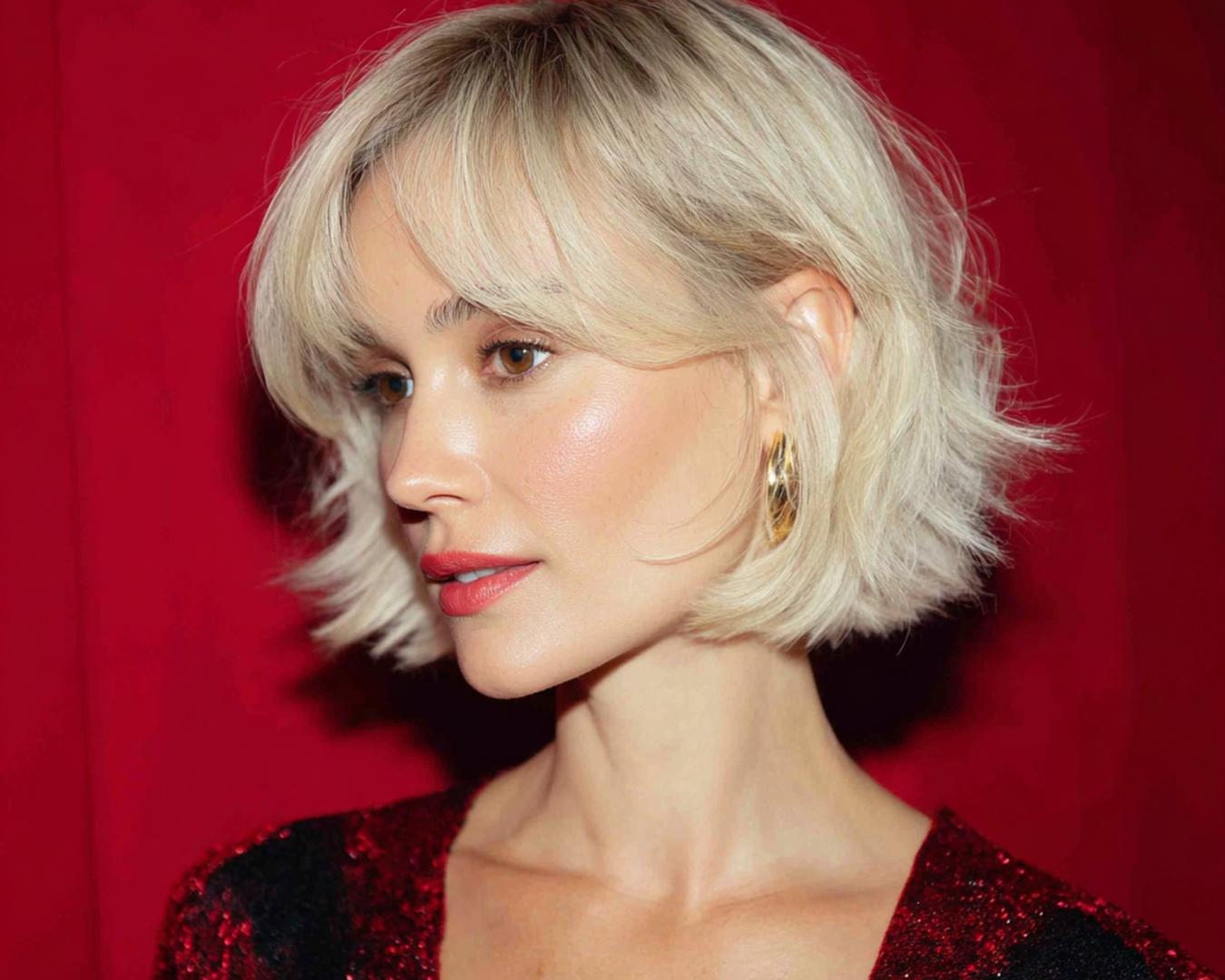 Platinum Bob With Curtain Bangs