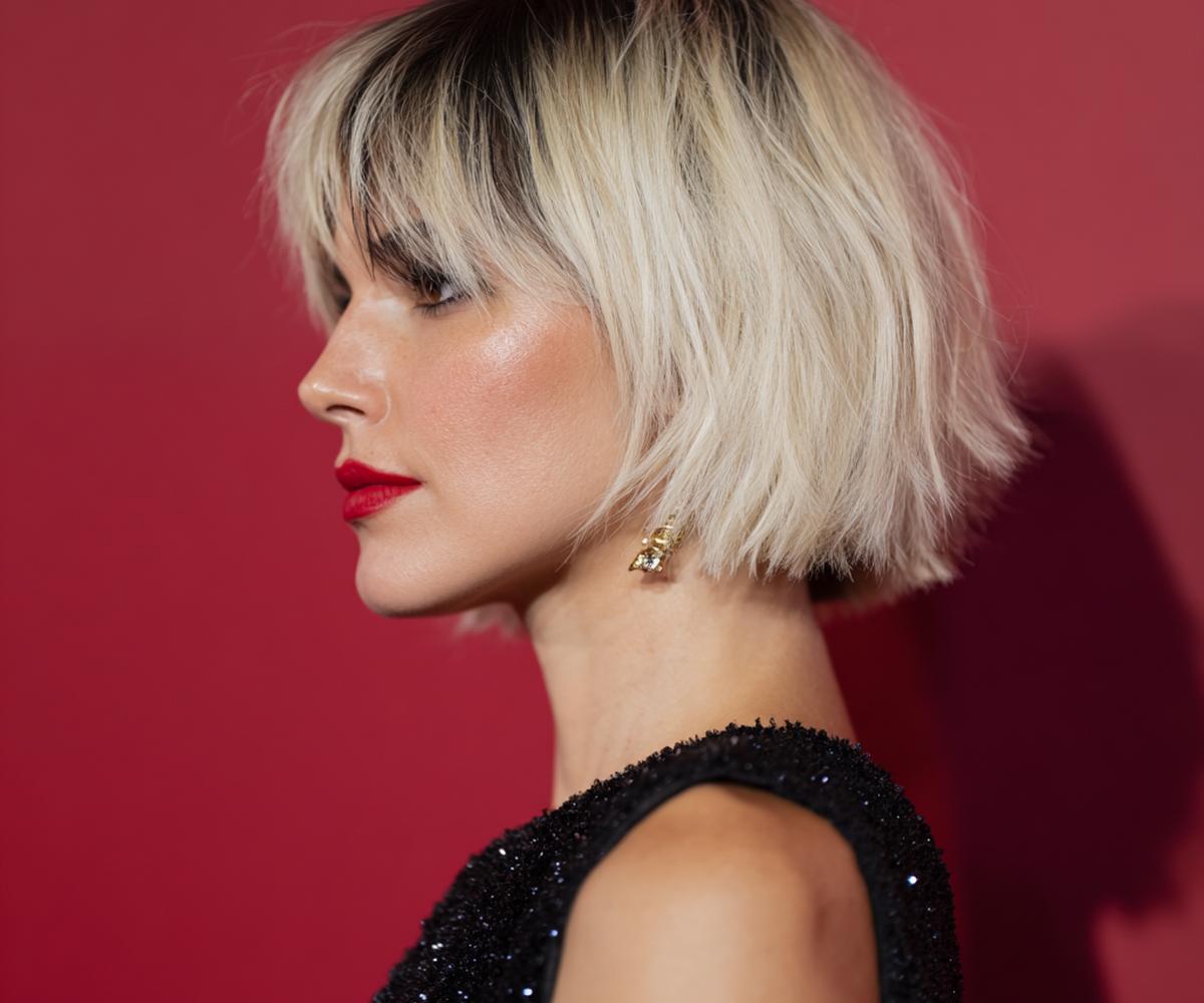 Platinum Choppy Bob With Bangs