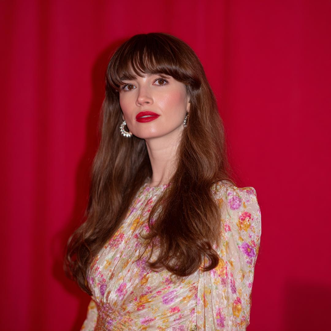 Very Long Brunette Full Bangs
