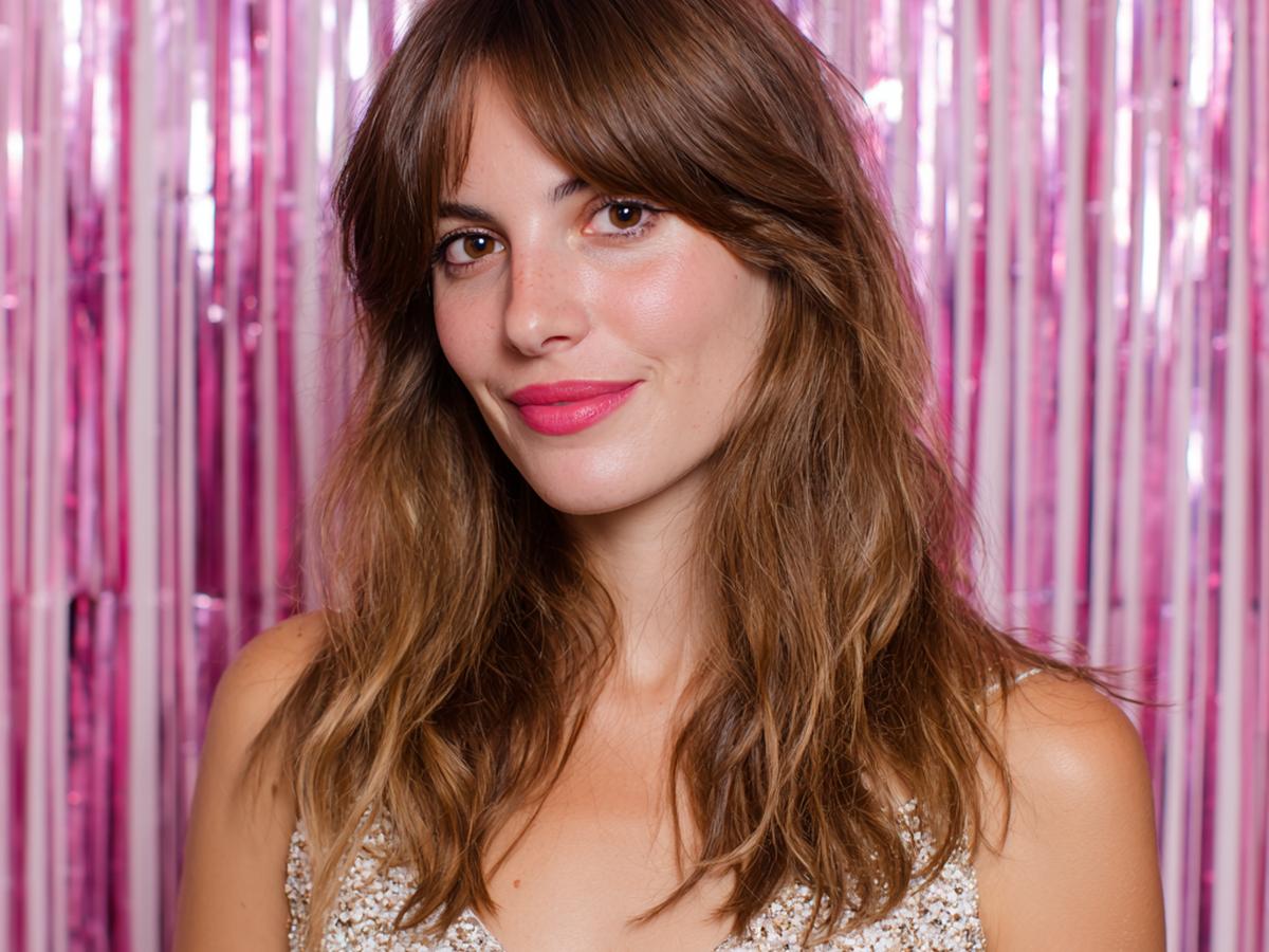 Wavy Brown Curtain Bangs