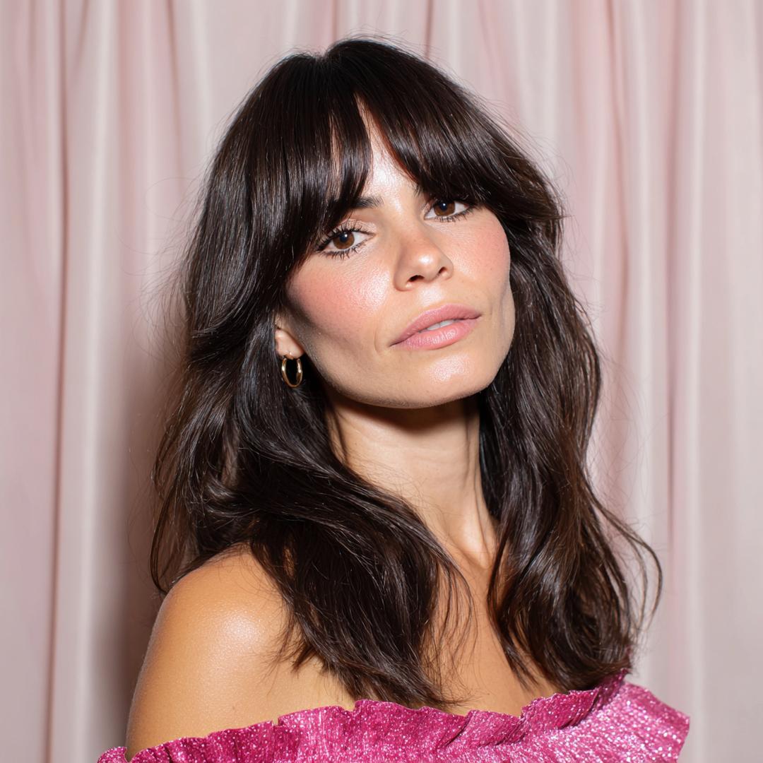 Dark Wavy Curtain Bangs