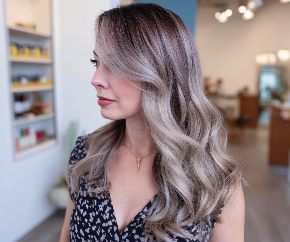Ash Blonde Balayage Waves