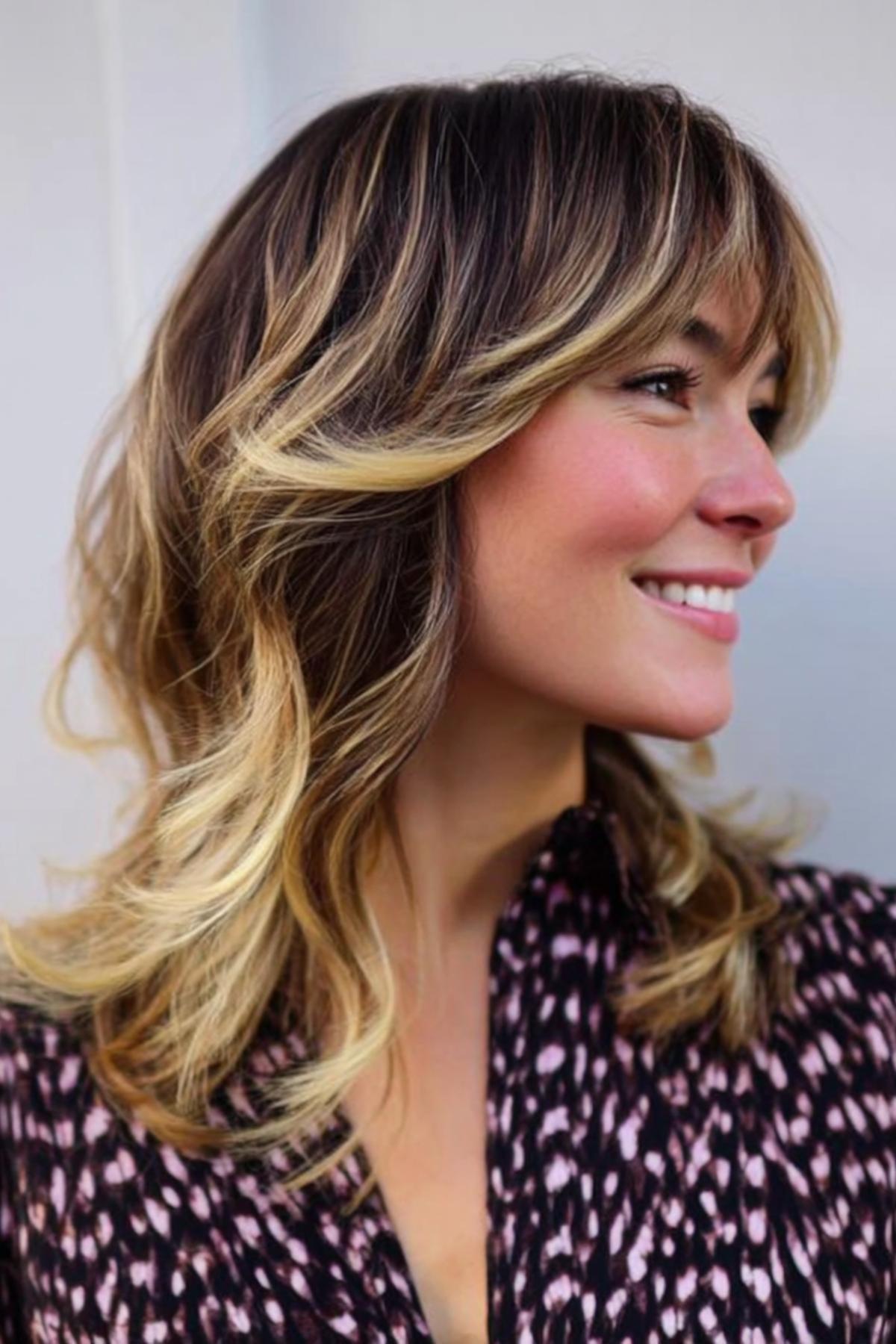 Blonde Highlights On Brown Shag