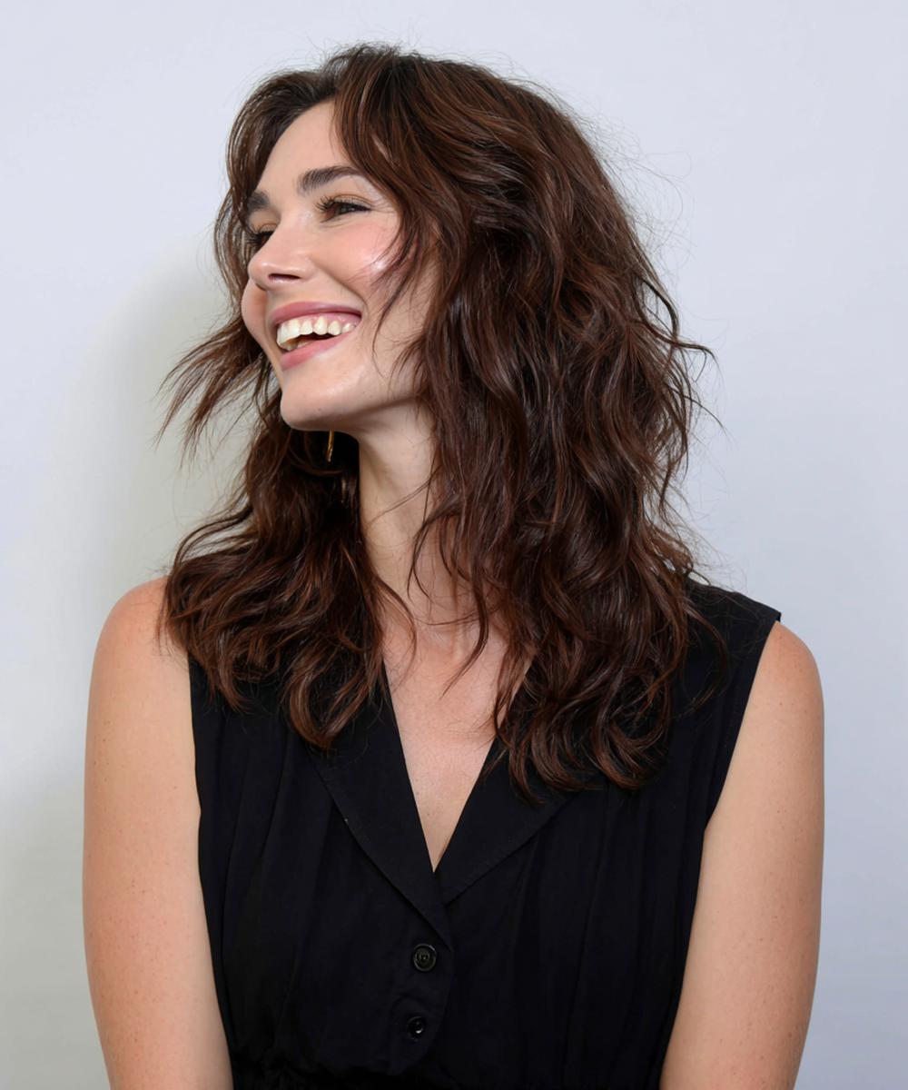 Textured Medium Dark Brown Waves