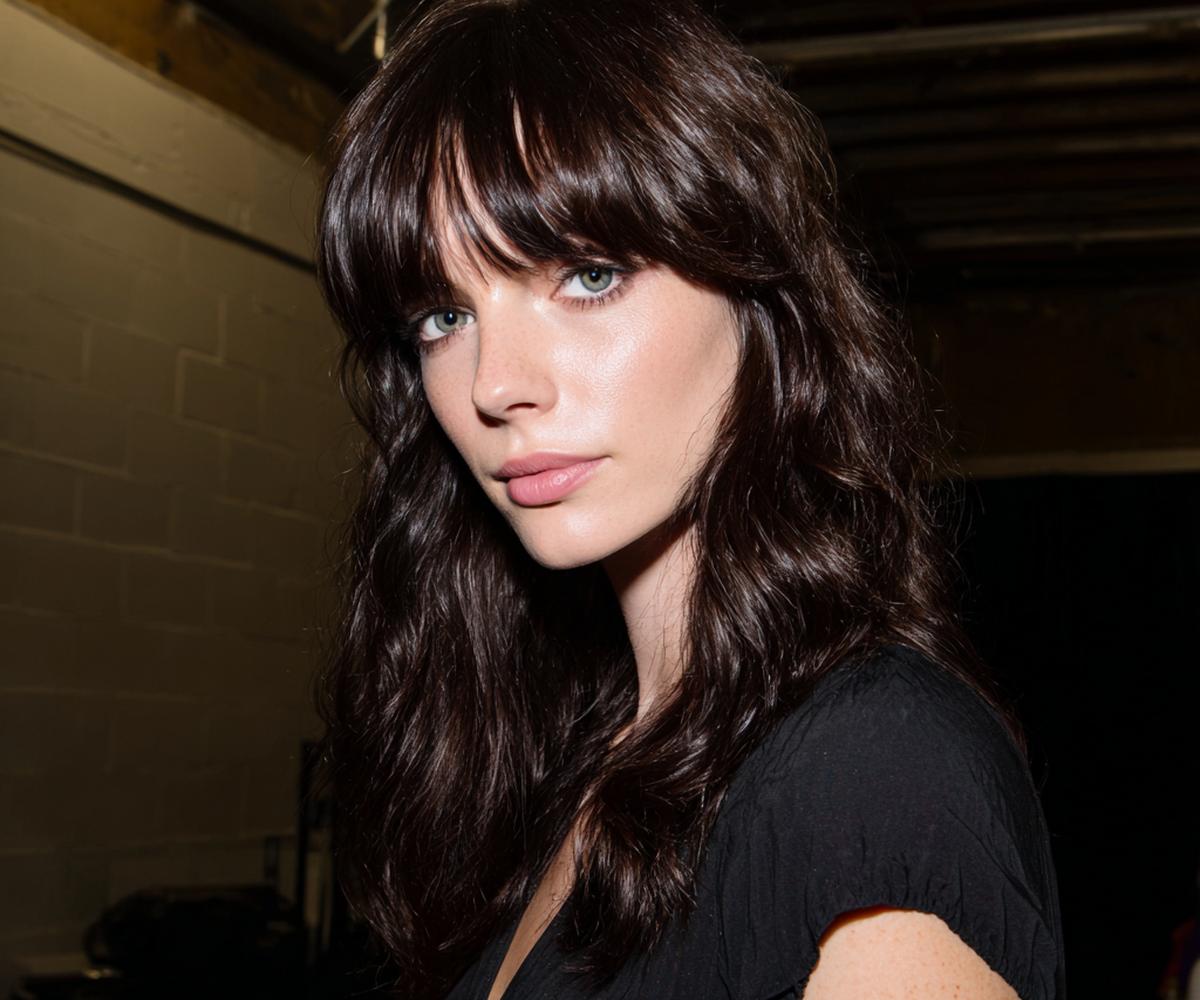 Dark Brown Waves With Bangs