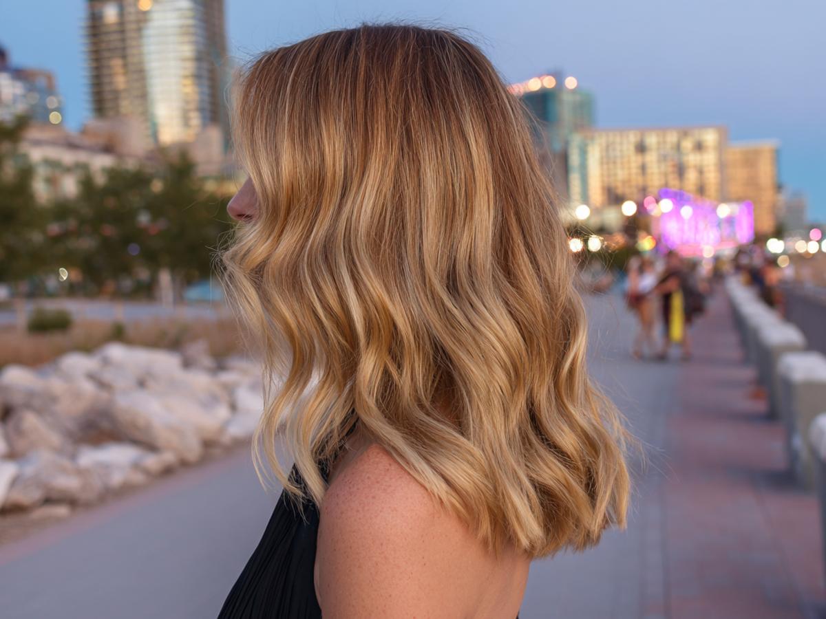 Golden Blonde Wavy Lob