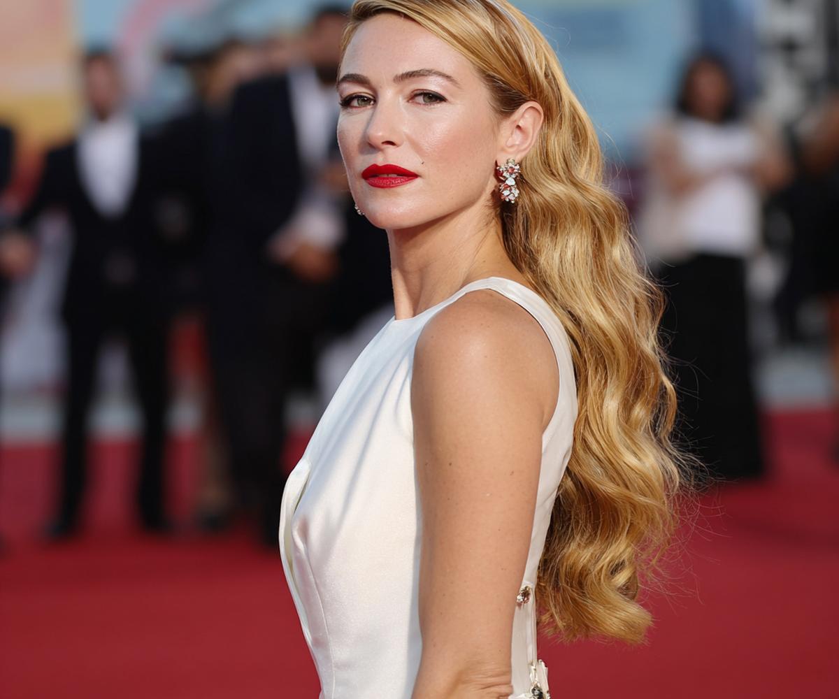 Side Part Long Blonde Waves