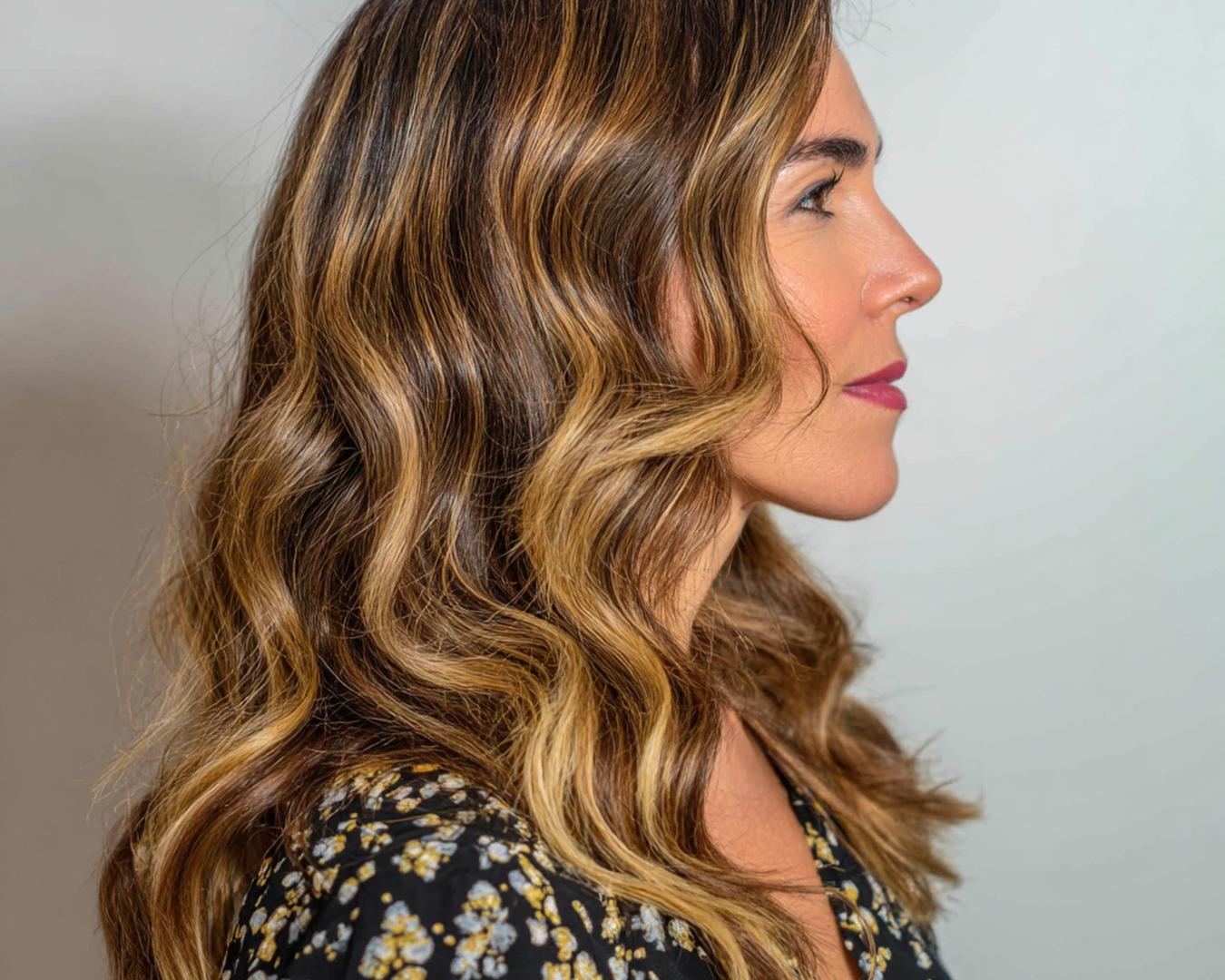 Wavy Golden Brown Balayage Highlights