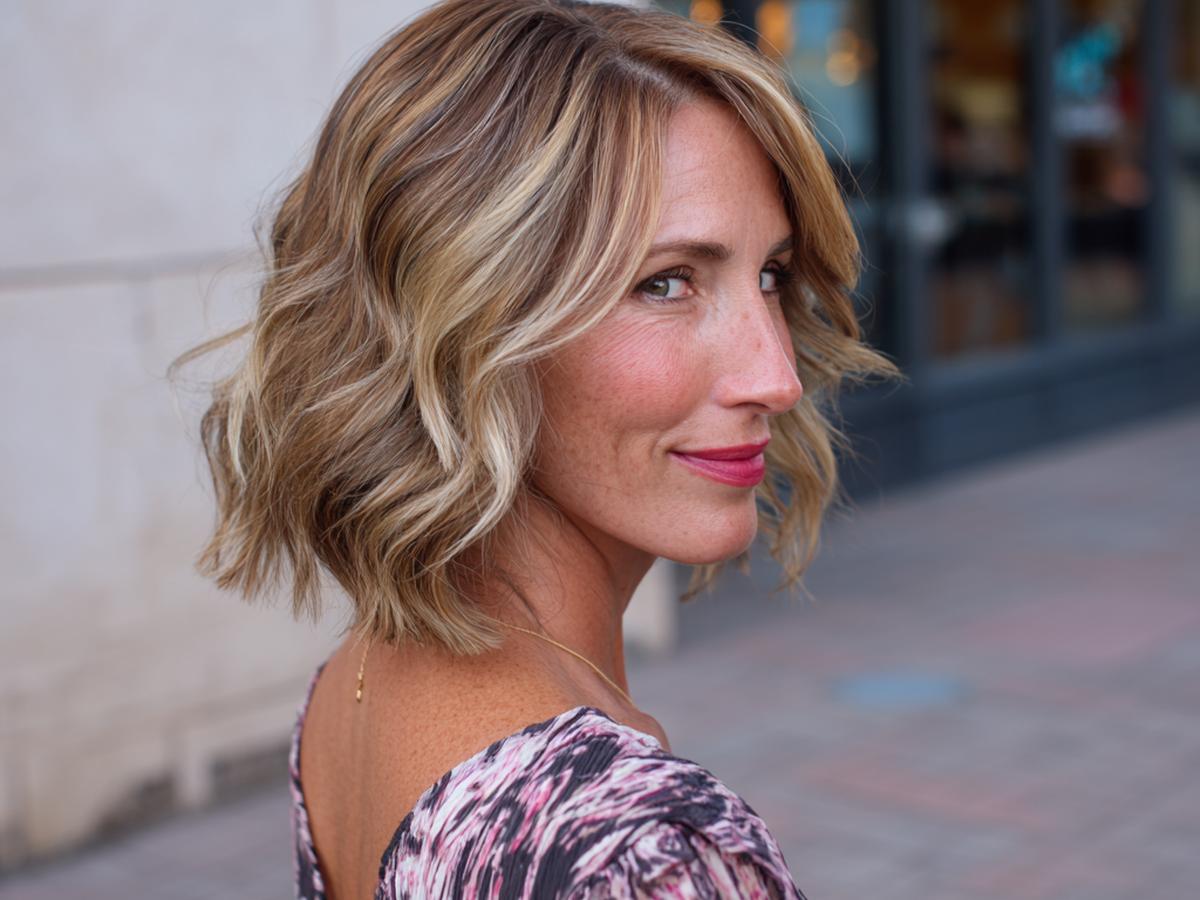 Blonde Wavy Textured Bob