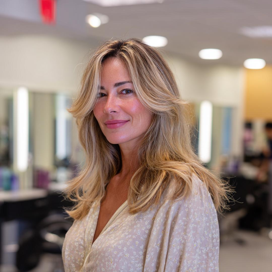 Blonde Layered Cut With Highlights