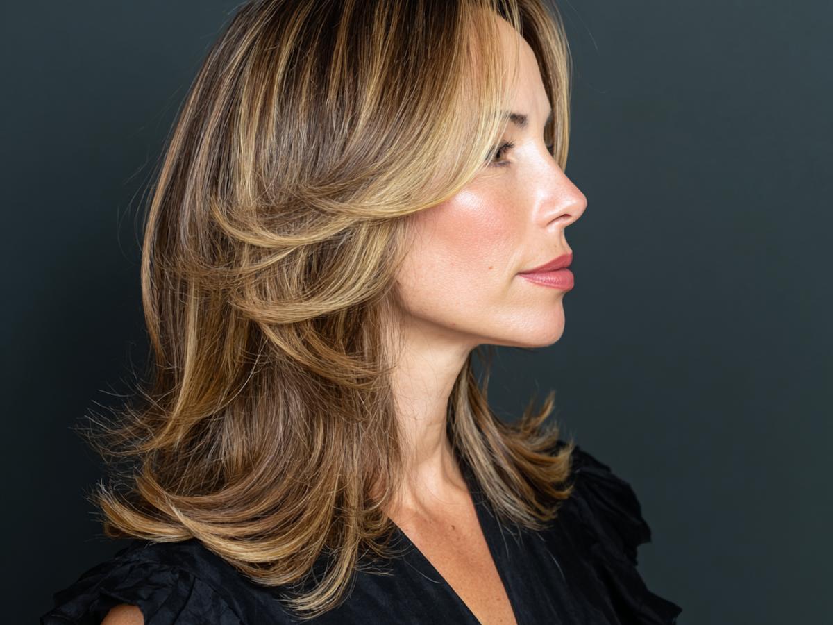 Layered Blowout Blonde Highlights