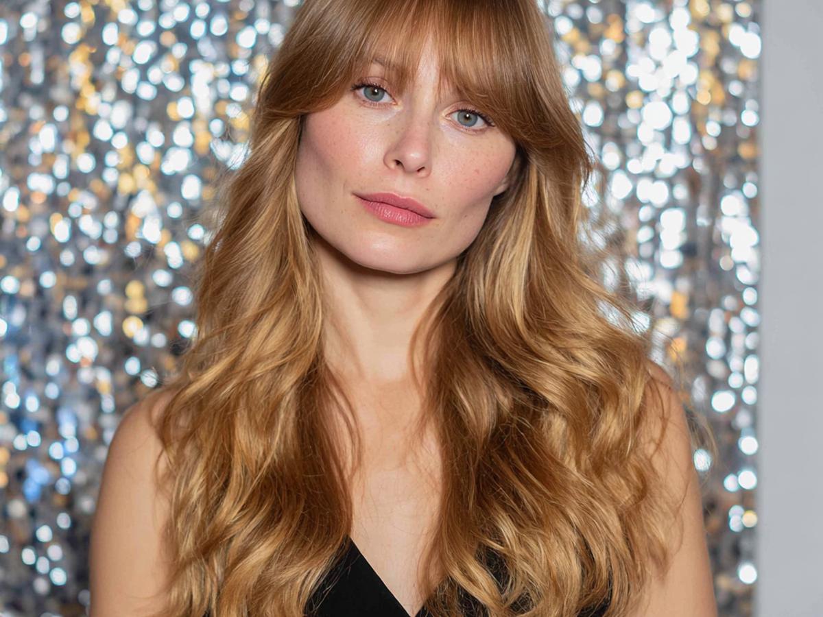 Honey Blonde With Full Bangs