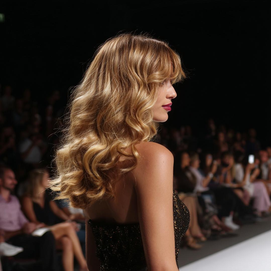 Long Honey Blonde Waves With Fringe
