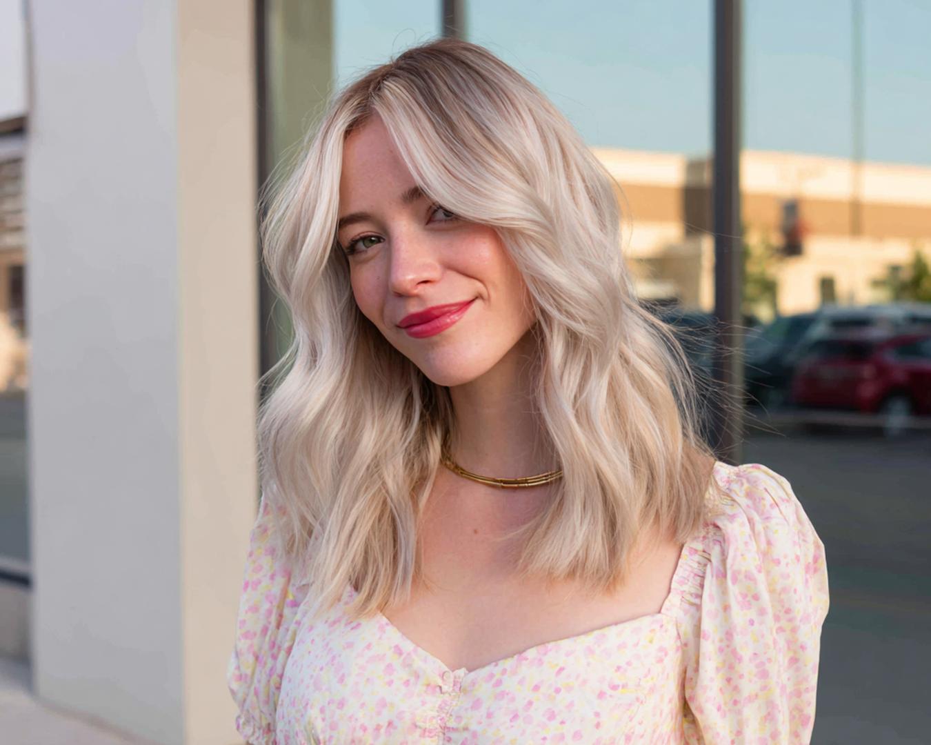 Center Part Ash Blonde Waves