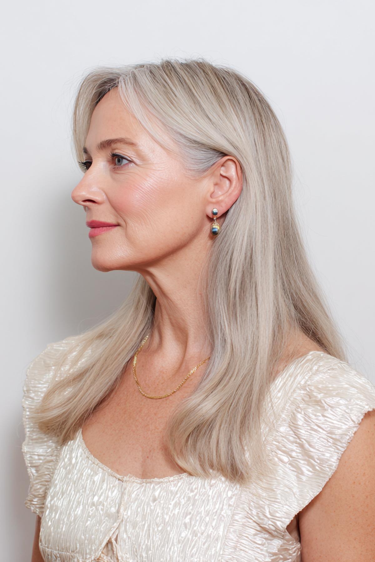 Ash Blonde With Curtain Bangs