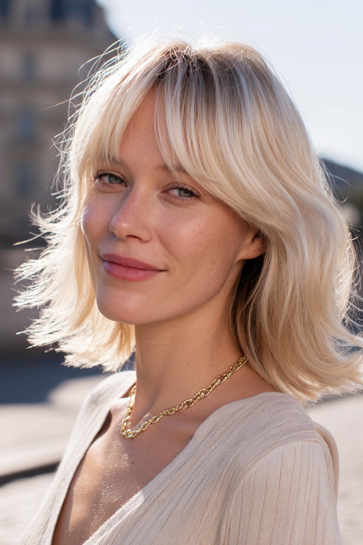 Light Blonde Wavy Bob With Bangs