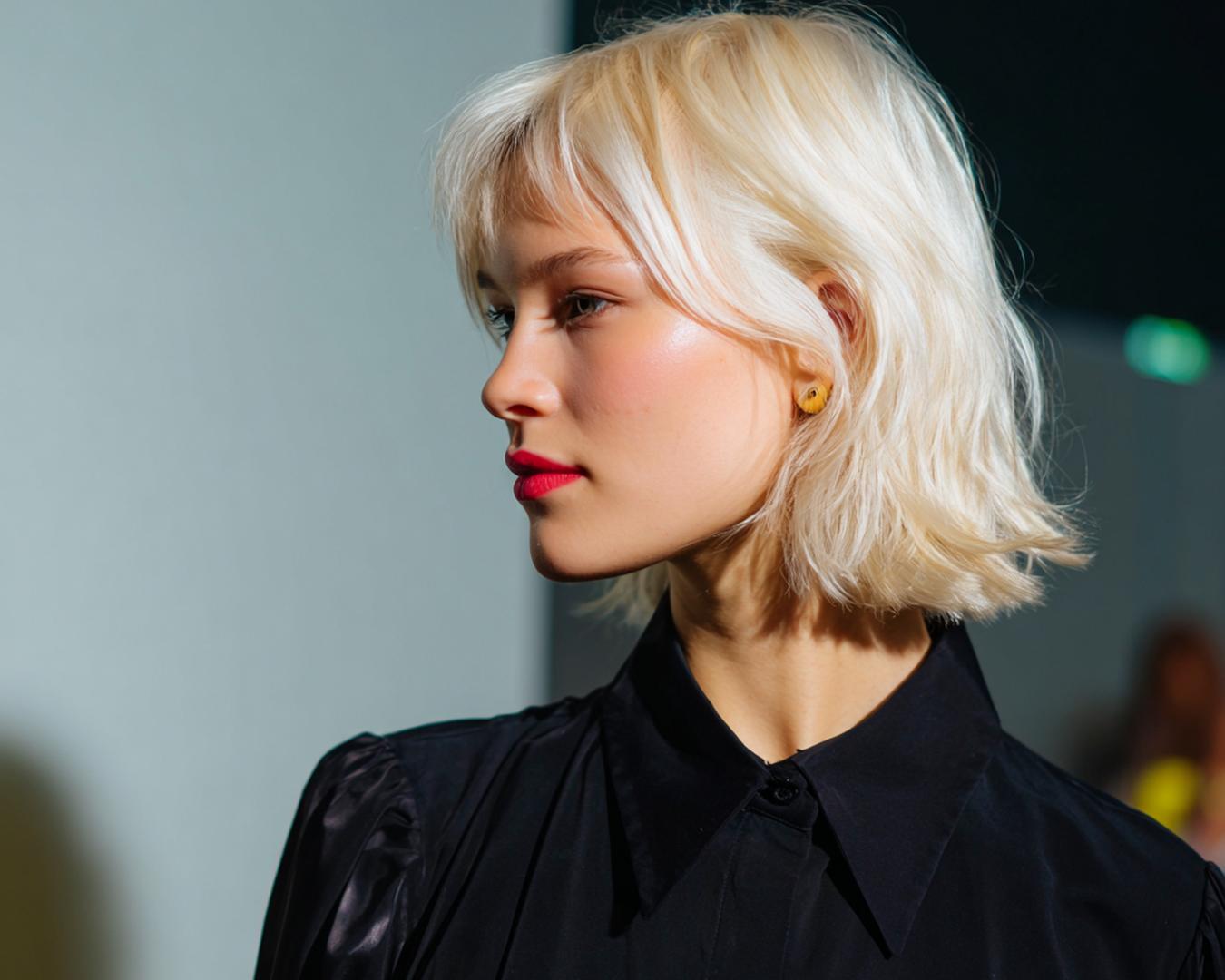 Platinum Blonde Short Bob Bangs