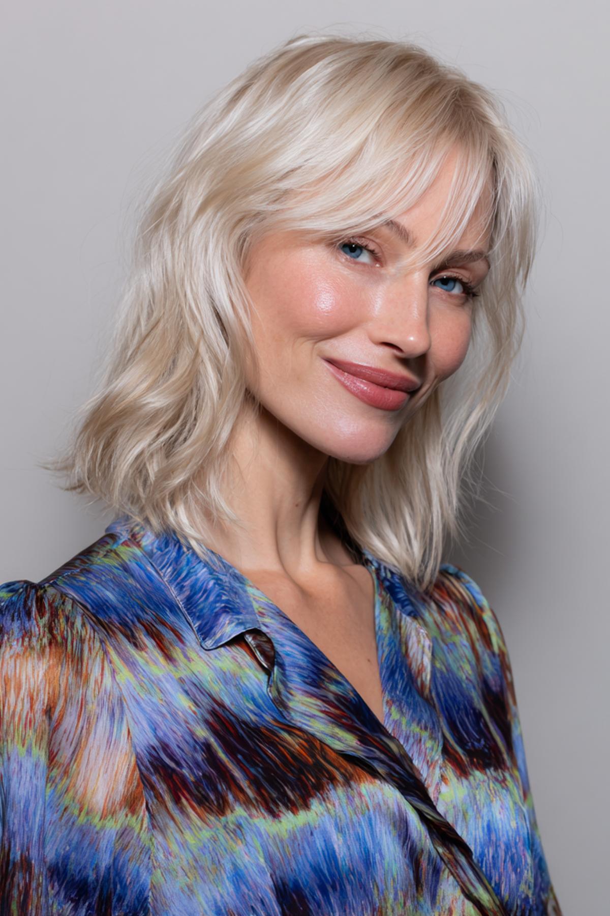 Platinum Blonde Wavy Bob Fringe