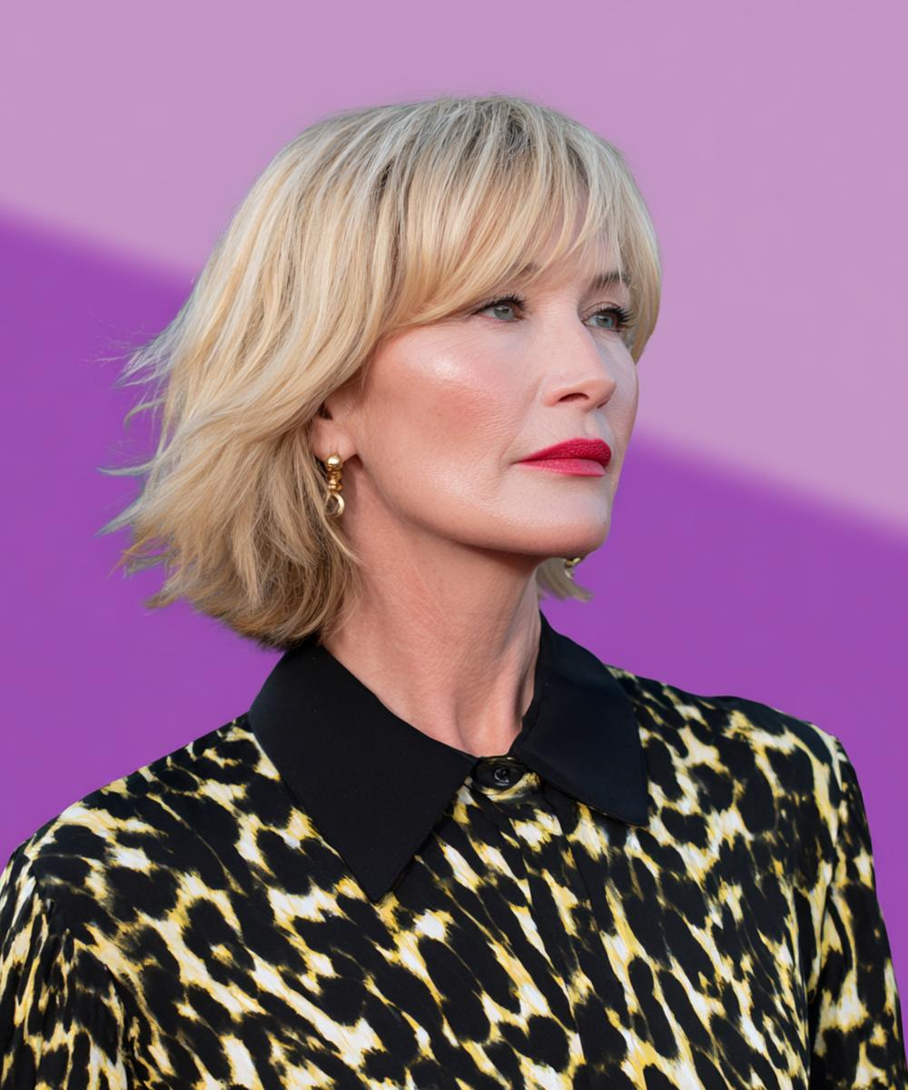 Blonde Feathered Bob With Fringe