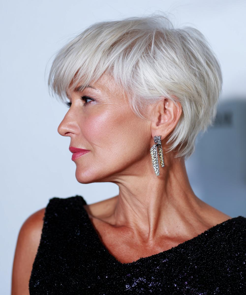 Platinum Pixie Side-Swept Fringe