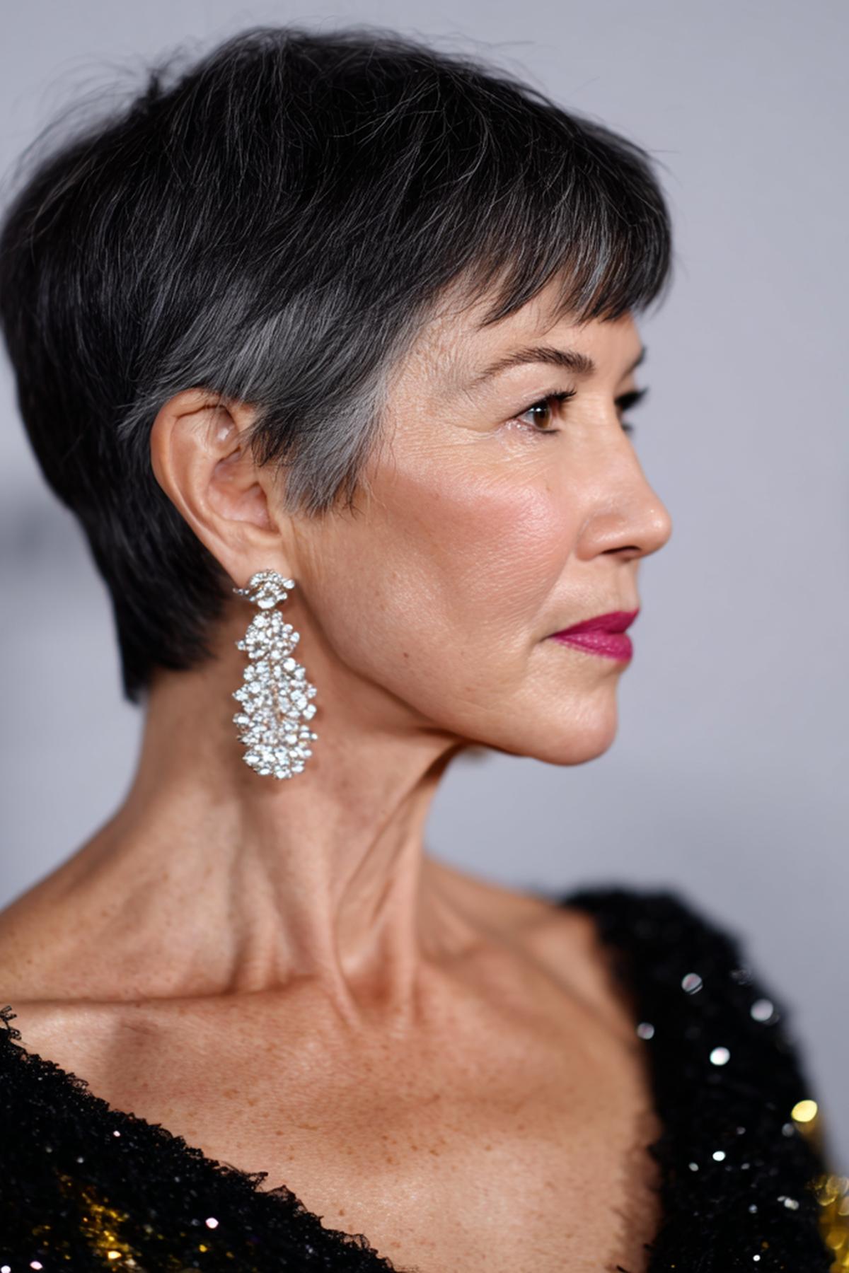 Dark Gray Side Swept Pixie