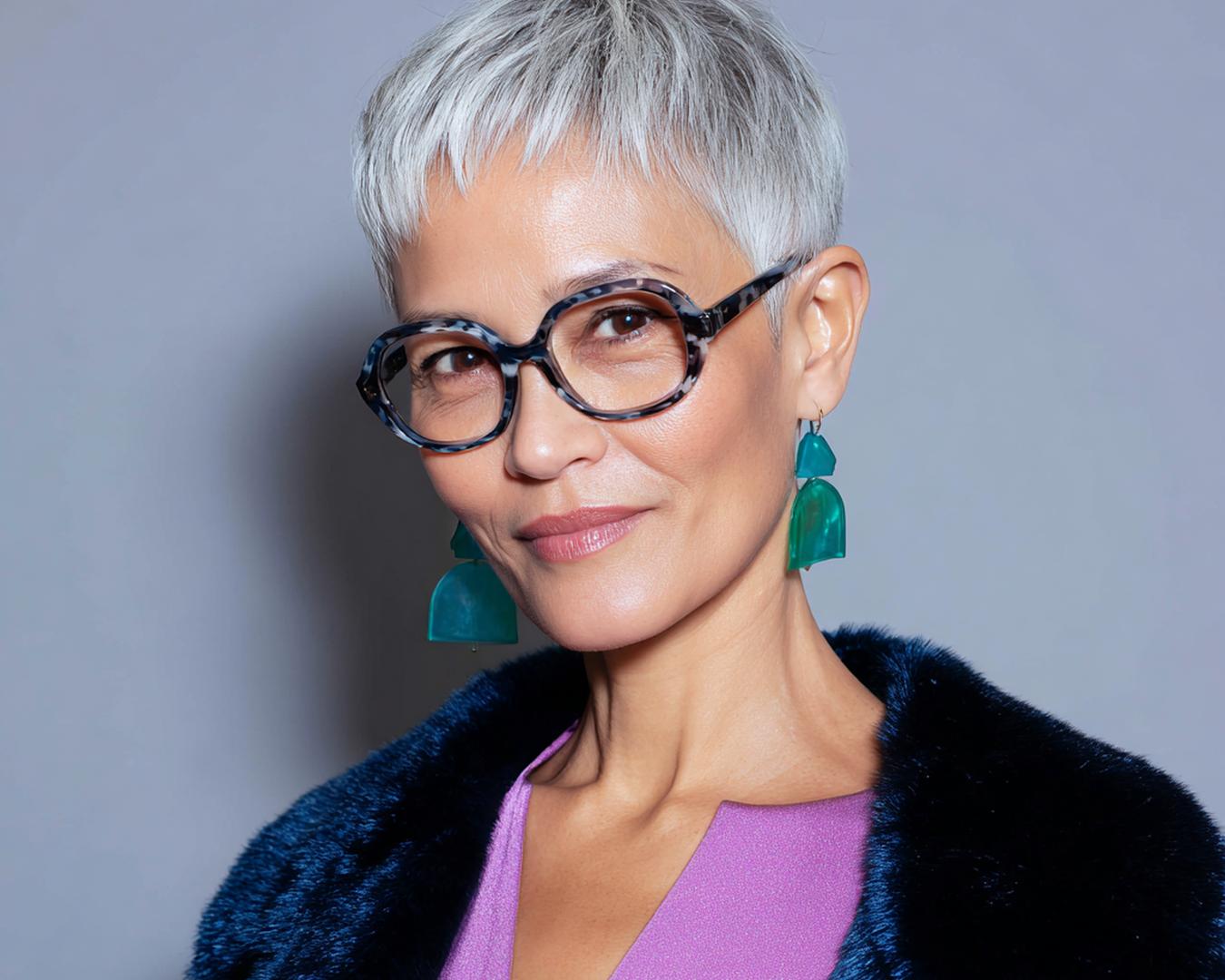 Silver Pixie With Blunt Fringe