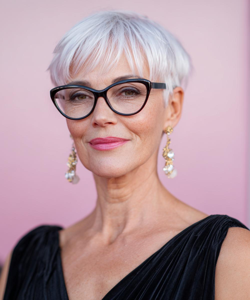 Side Swept White Pixie