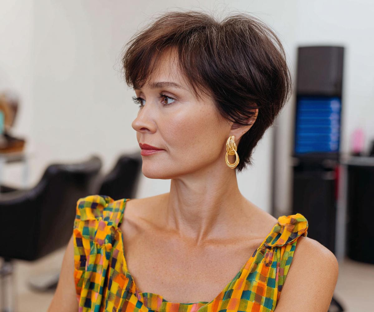 Soft Brown Pixie With Fringe