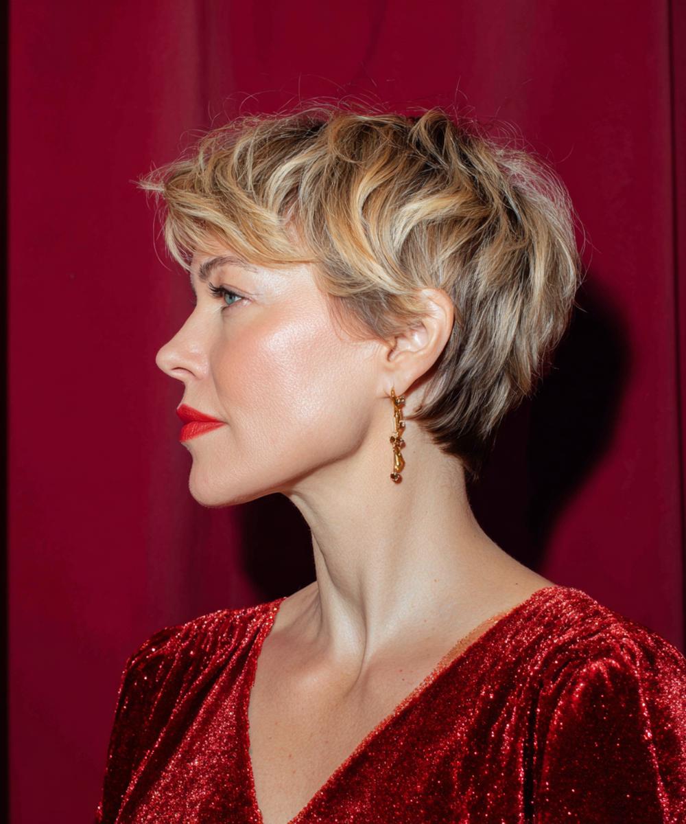 Layered Blonde Pixie Cut