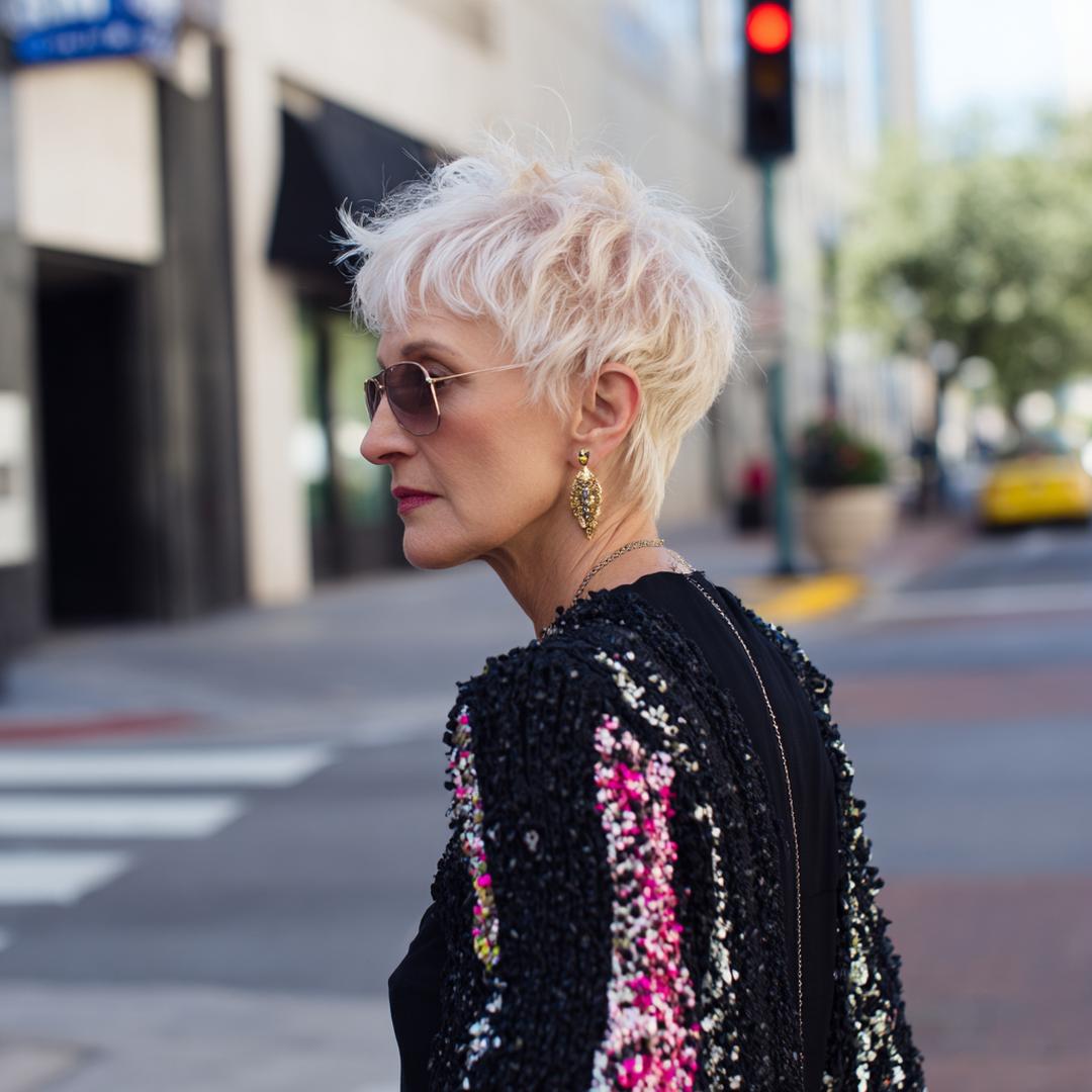 Tousled Platinum Pixie Layers