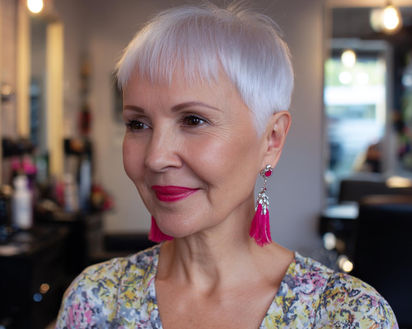 Short White Pixie With Fringe