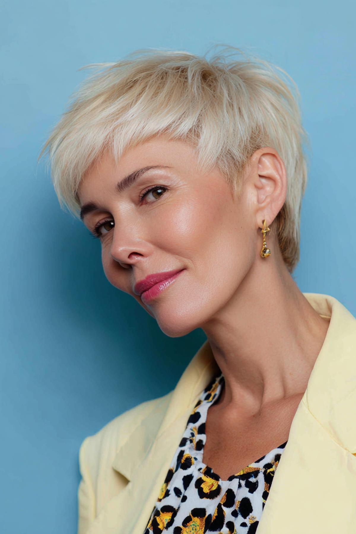 Textured Blonde Pixie With Fringe
