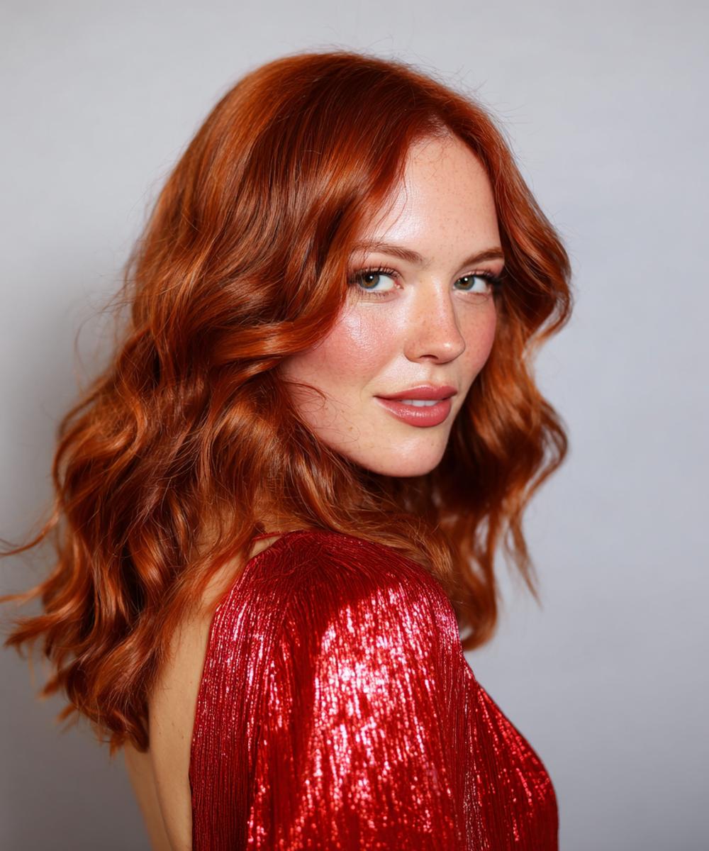 Long Copper Beachy Waves