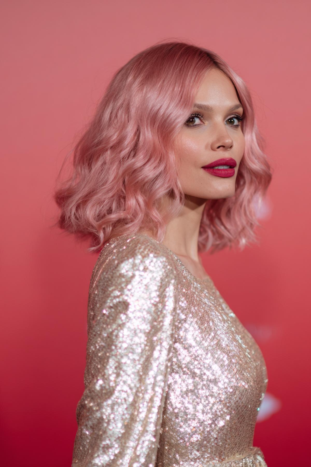 Pastel Pink Wavy Bob