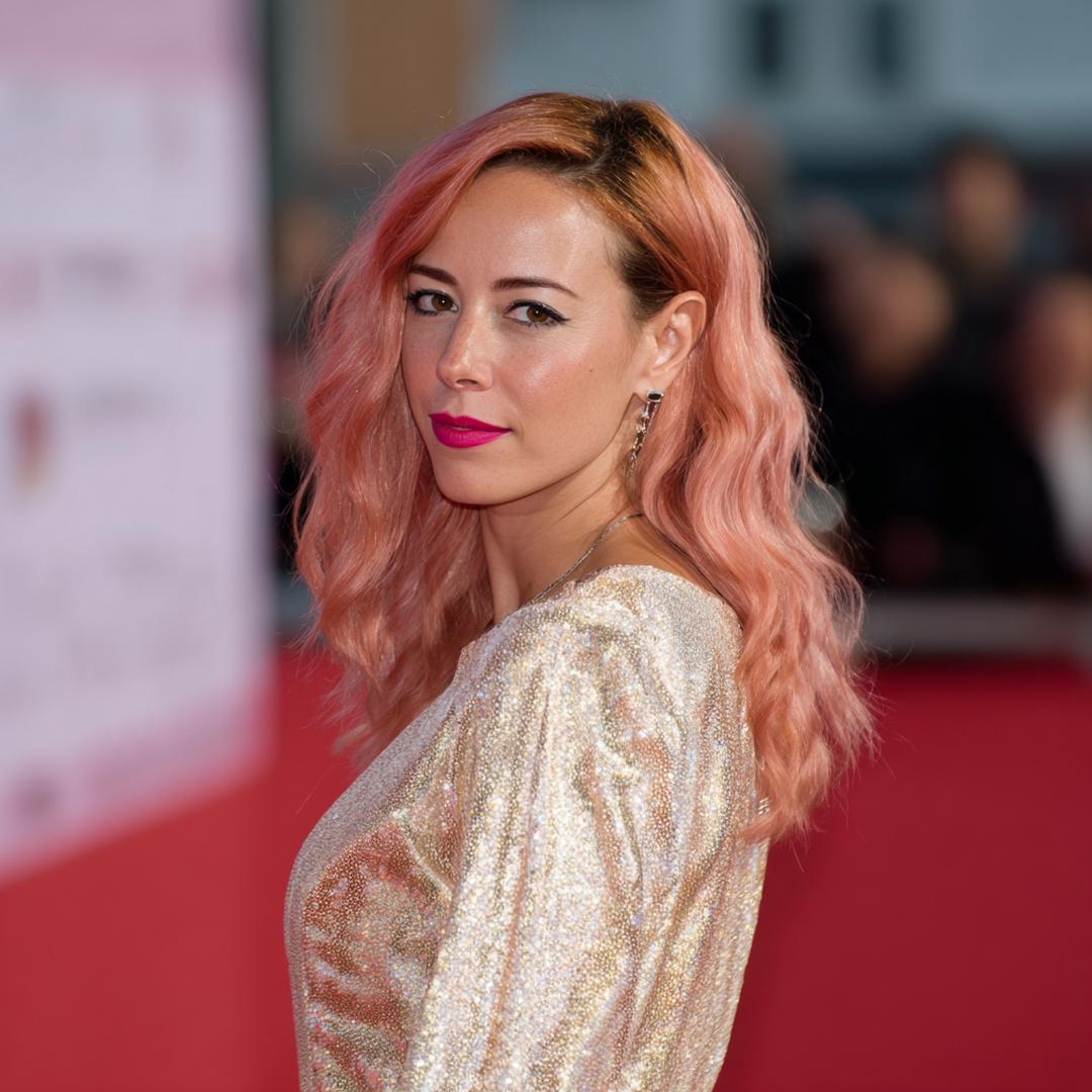 Shoulder-Length Rose Wavy Hair