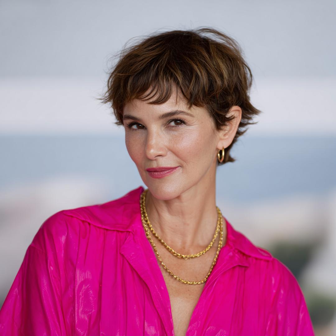 Brown Tousled Crop With Bangs