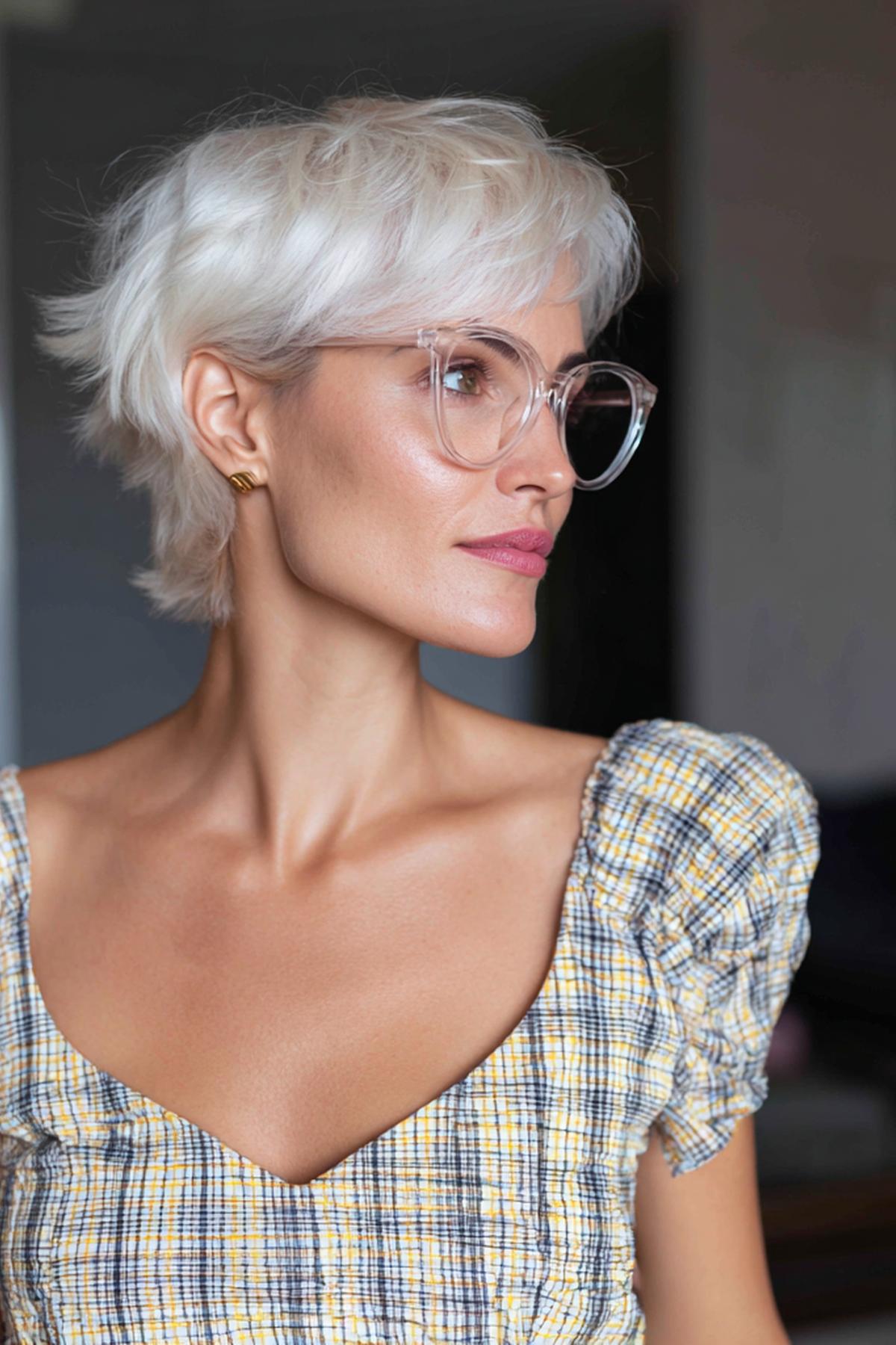 Platinum Layered Pixie Cut